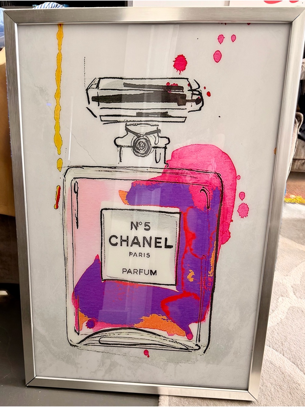 CHANEL No.5 Pop Art Perfume Bottle Print — silver frame.